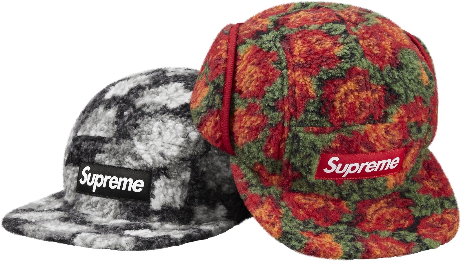 Roses Sherpa Fleece Earflap Camp Cap